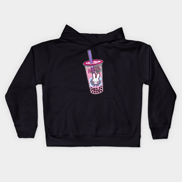 Winky Face Bubble Tea Kids Hoodie by perrsimmons